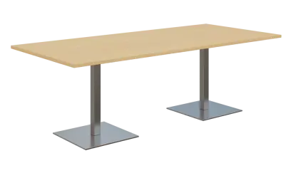 NC - 55 stůl hranatý, deska 2200 x 1000 mm bříza irská (síla 25 mm), noha SQC, nerez