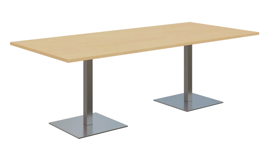 NC - 55 stůl hranatý, deska 2200 x 1000 mm bříza irská (síla 25 mm), noha SQC, nerez