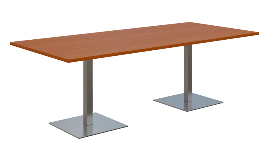 NC - 55 stůl hranatý, deska 2200 x 1000 mm olše jantar (síla 25 mm), noha SQC, nerez