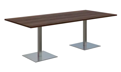 NC - 55 stůl hranatý, deska 2200 x 1000 mm ořech královský (síla 25 mm), noha SQC, nerez