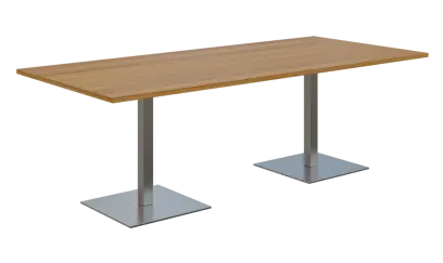 NC - 55 stůl hranatý, deska 2200 x 1000 mm ořech světlý (síla 25 mm), noha SQC, nerez