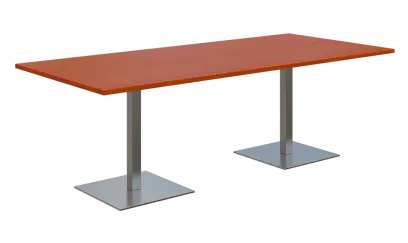 NC - 55 stůl hranatý, deska 2200 x 1000 mm třešeň šumavská (síla 25 mm), noha SQC, nerez