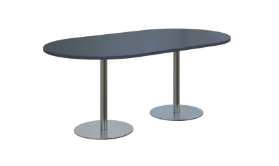 NC - 60 stůl oválný, deska 1800 x 1000 mm antracit (síla 25mm), noha RC, nerez