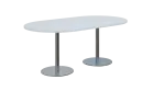 NC - 60 stůl oválný, deska 1800 x 1000 mm bílá (síla 25mm), noha RC, nerez