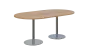 NC - 60 stůl oválný, deska 1800 x 1000 mm dub bardolino (síla 25mm), noha RC, nerez
