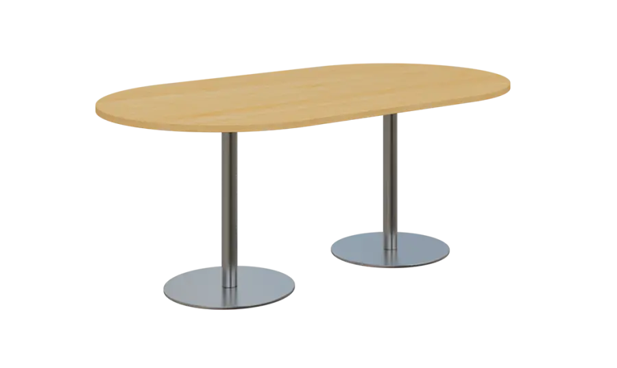 NC - 60 stůl oválný, deska 1800 x 1000 mm javor horský (síla 25mm), noha RC, nerez