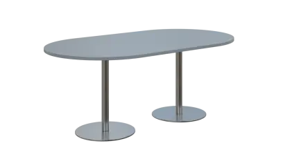 NC - 60 stůl oválný, deska 1800 x 1000 mm šedá (síla 25mm), noha RC, nerez