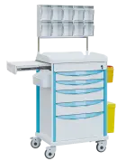 OVM - 01 vozík zdravotnický, sloupce/zásuvky modré