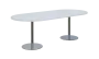 NC - 63 stůl oválný, deska 2200 x 1000 mm bílá (síla 25mm), noha RC, nerez