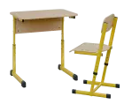 SET EDUCA 11, 1-místná lavice + židle, vel. 4-6, mléčný dub/žlutá