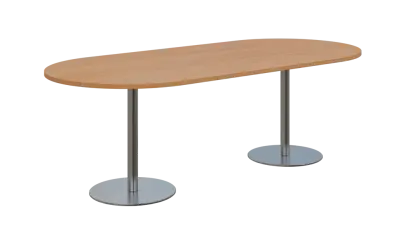 NC - 63 stůl oválný, deska 2200 x 1000 mm buk Royal (síla 25mm), noha RC, nerez