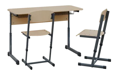 SET EDUCA 12, 2-místná lavice + 2x židle, vel. 4-6, mléčný dub/antracit