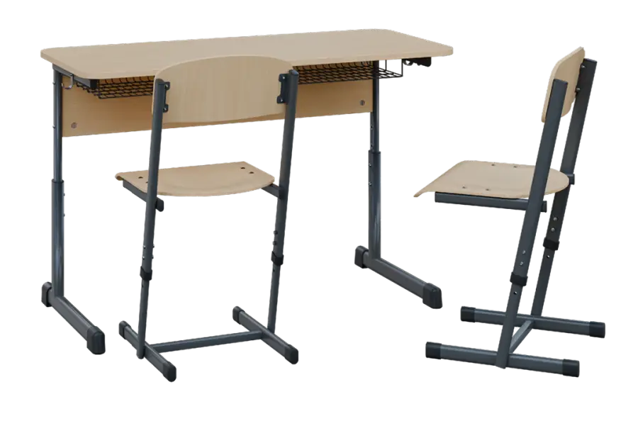 SET EDUCA 12, 2-místná lavice + 2x židle, vel. 4-6, mléčný dub/antracit