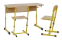 SET EDUCA 12, 2-místná lavice + 2x židle, vel. 4-6, mléčný dub/žlutá