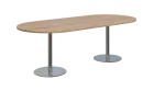NC - 63 stůl oválný, deska 2200 x 1000 mm dub bardolino (síla 25mm), noha RC, nerez