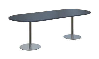 NC - 64 stůl oválný, deska 2400 x 1000 mm antracit (síla 25mm), noha RC, nerez