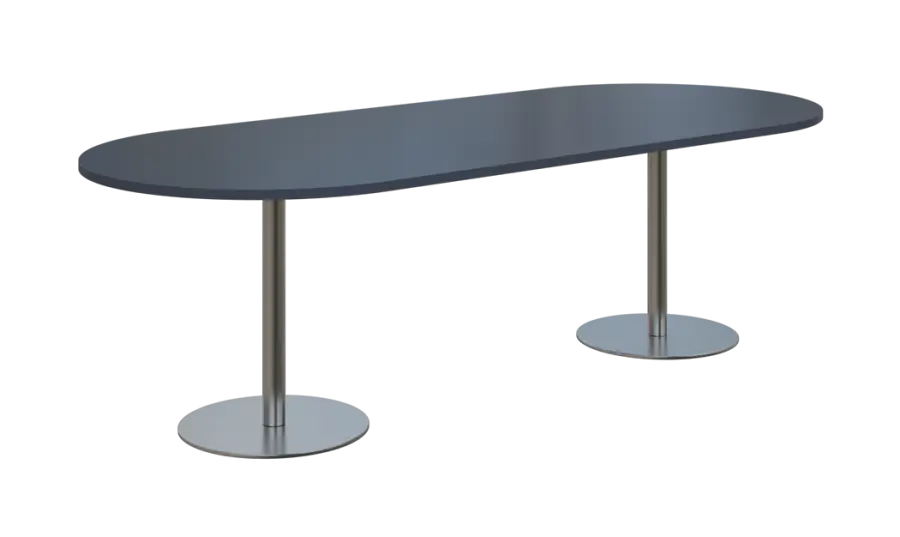 NC - 64 stůl oválný, deska 2400 x 1000 mm antracit (síla 25mm), noha RC, nerez