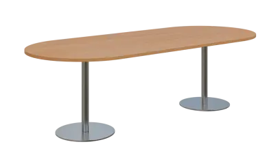 NC - 64 stůl oválný, deska 2400 x 1000 mm buk Royal (síla 25mm), noha RC, nerez