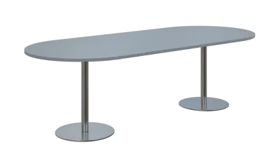 NC - 64 stůl oválný, deska 2400 x 1000 mm šedá (síla 25mm), noha RC, nerez