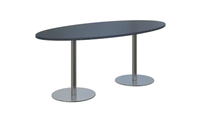 NC - 70 stůl elipsa, deska 1800 x 900 mm antracit (síla 25mm), noha RC, nerez