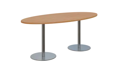 NC - 70 stůl elipsa, deska 1800 x 900 mm buk Royal (síla 25mm), noha RC, nerez