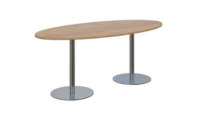 NC - 70 stůl elipsa, deska 1800 x 900 mm dub bardolino (síla 25mm), noha RC, nerez