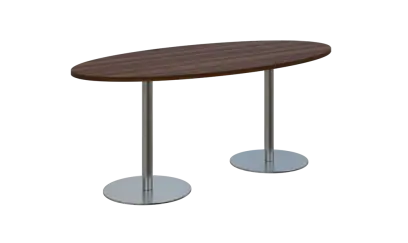 NC - 70 stůl elipsa, deska 1800 x 900 mm ořech královský (síla 25mm), noha RC, nerez