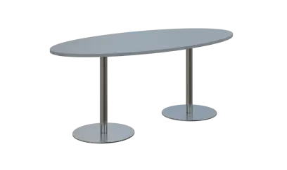 NC - 70 stůl elipsa, deska 1800 x 900 mm šedá (síla 25mm), noha RC, nerez