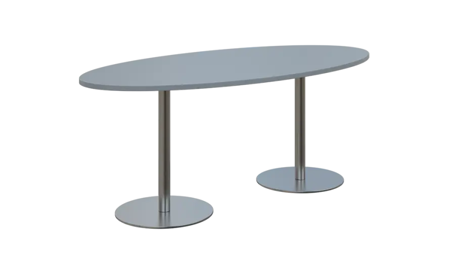 NC - 70 stůl elipsa, deska 1800 x 900 mm šedá (síla 25mm), noha RC, nerez