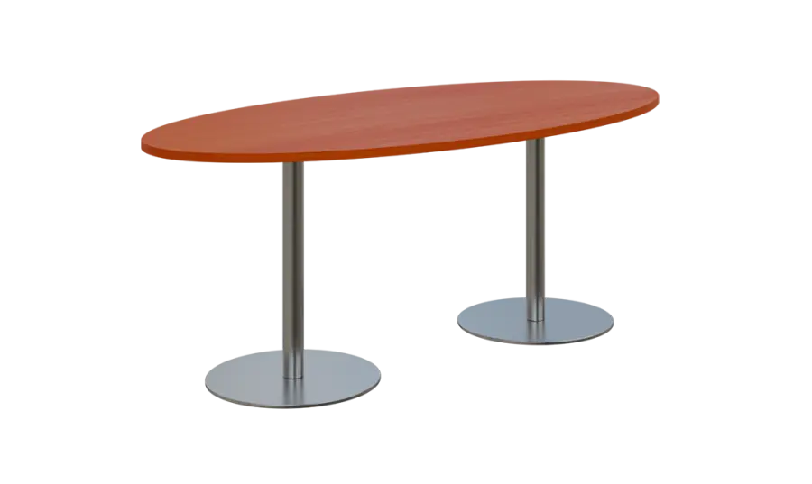 NC - 70 stůl elipsa, deska 1800 x 900 mm třešeň šumavská (síla 25mm), noha RC, nerez