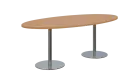 NC - 71 stůl elipsa, deska 2000 x 1000 mm buk Royal (síla 25mm), noha RC, nerez