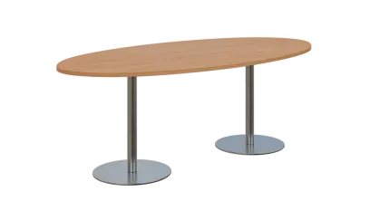 NC - 71 stůl elipsa, deska 2000 x 1000 mm buk Royal (síla 25mm), noha RC, nerez