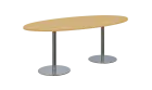 NC - 71 stůl elipsa, deska 2000 x 1000 mm javor horský (síla 25mm), noha RC, nerez