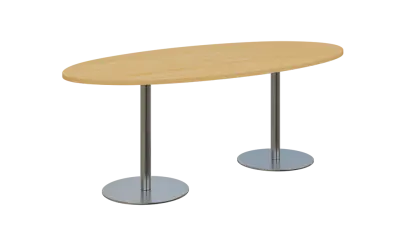 NC - 71 stůl elipsa, deska 2000 x 1000 mm javor horský (síla 25mm), noha RC, nerez