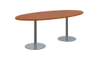 NC - 71 stůl elipsa, deska 2000 x 1000 mm olše jantar (síla 25mm), noha RC, nerez