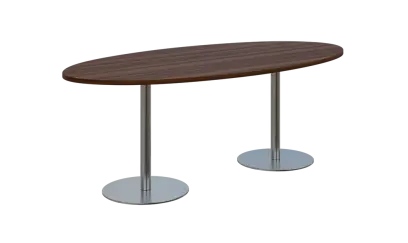 NC - 71 stůl elipsa, deska 2000 x 1000 mm ořech královský (síla 25mm), noha RC, nerez