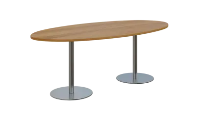 NC - 71 stůl elipsa, deska 2000 x 1000 mm ořech světlý (síla 25mm), noha RC, nerez