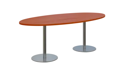 NC - 71 stůl elipsa, deska 2000 x 1000 mm třešeň šumavská (síla 25mm), noha RC, nerez