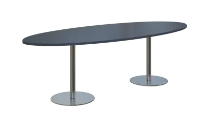 NC - 73 stůl elipsa, deska 2400 x 1000 mm antracit (síla 25mm), noha RC, nerez