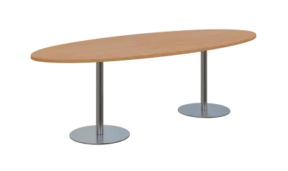 NC - 73 stůl elipsa, deska 2400 x 1000 mm buk Royal (síla 25mm), noha RC, nerez