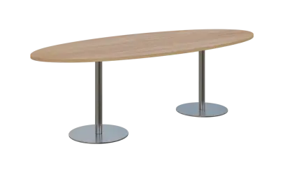 NC - 73 stůl elipsa, deska 2400 x 1000 mm dub bardolino (síla 25mm), noha RC, nerez