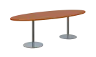 NC - 73 stůl elipsa, deska 2400 x 1000 mm olše jantar (síla 25mm), noha RC, nerez
