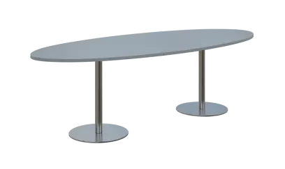 NC - 73 stůl elipsa, deska 2400 x 1000 mm šedá (síla 25mm), noha RC, nerez