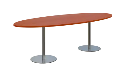 NC - 73 stůl elipsa, deska 2400 x 1000 mm třešeň šumavská (síla 25mm), noha RC, nerez