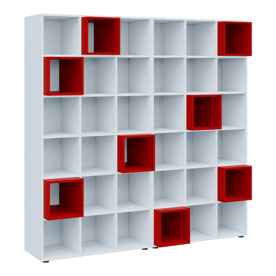 TETRIS N B2 - 2x skříňka vysoká + 8x výplň LEVEL N, červená flamengo