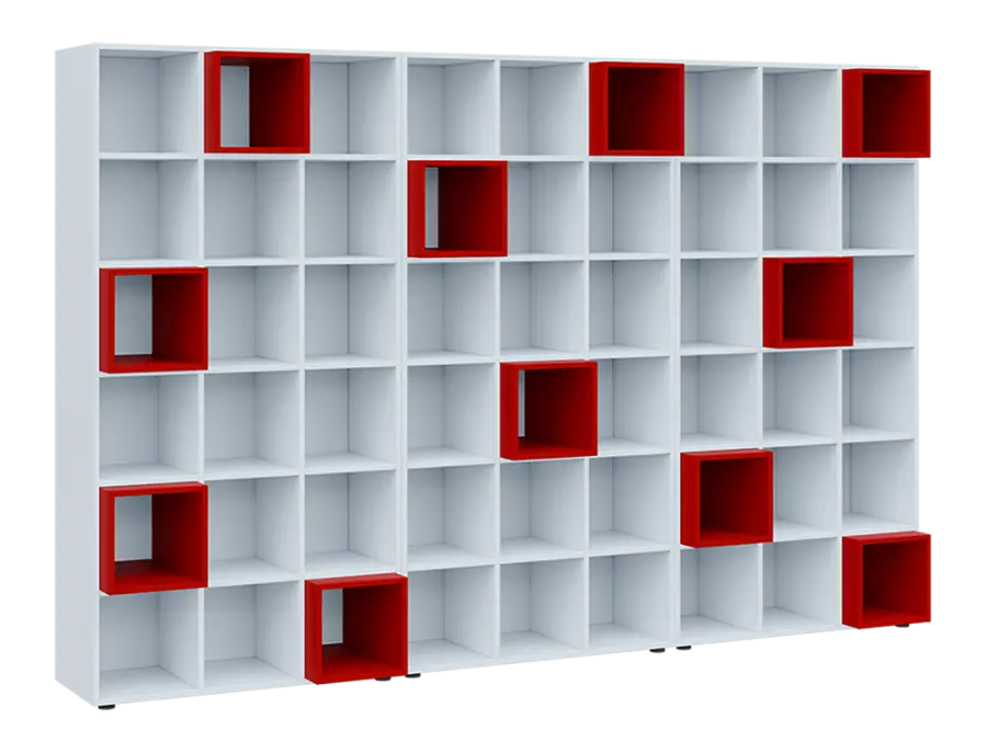 TETRIS N B3 - 3x skříňka vysoká + 11x výplň LEVEL N, červená flamengo