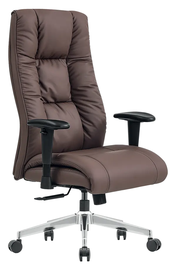 LORENZO, křeslo kancelářské, kříž chrom, ekologická kůže kávová