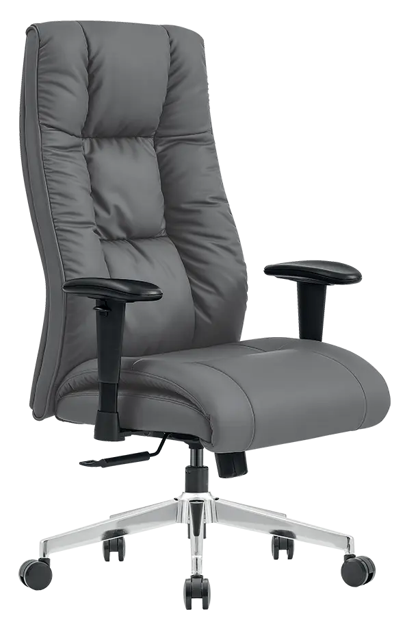LORENZO, křeslo kancelářské, kříž chrom, ekologická kůže šedá