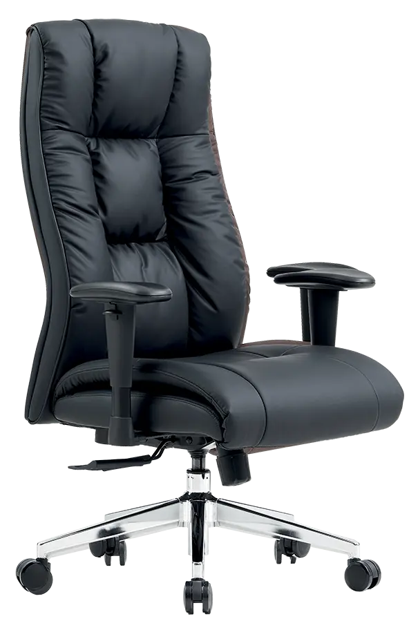 LORENZO, křeslo kancelářské, kříž chrom, ekologická kůže černá