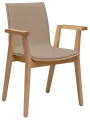 JOLLY židle jídelní čalouněná, rám masiv, koženka cappuccino